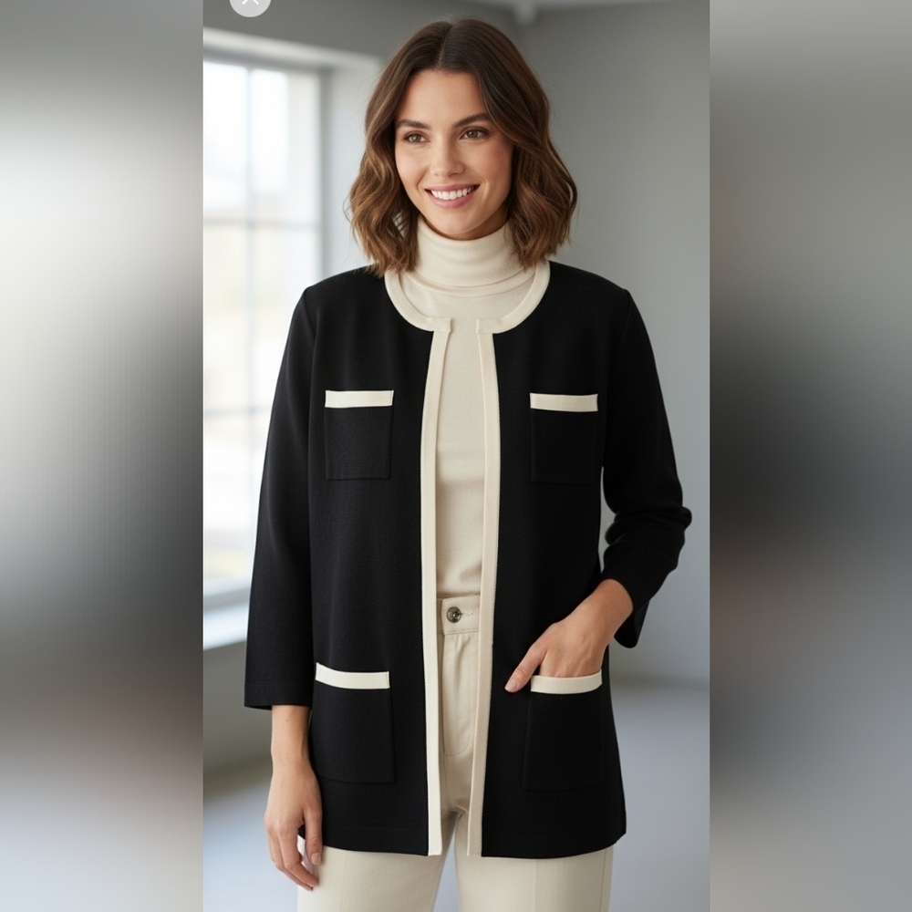 Anne Klein cardigan small black and white NWT SM